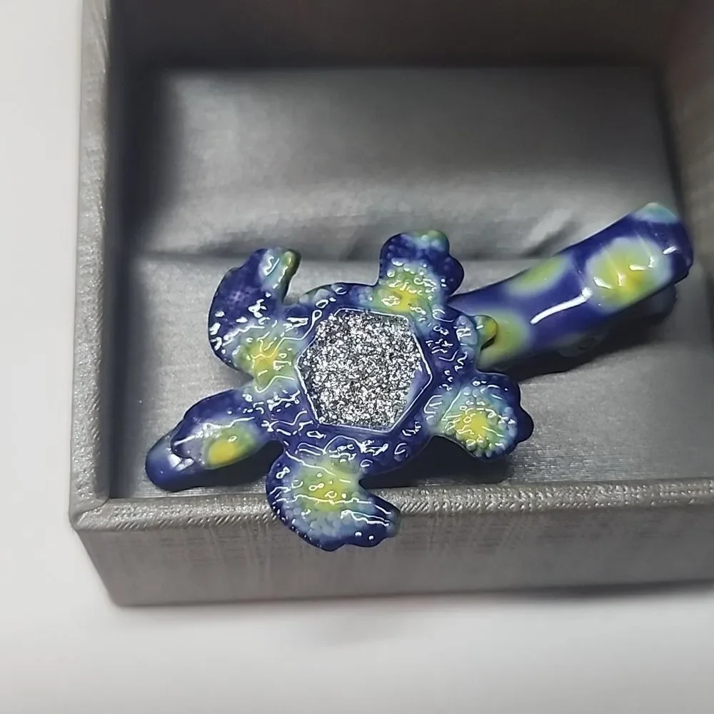 Blue and Yellow Sea Turtle Hair Clip